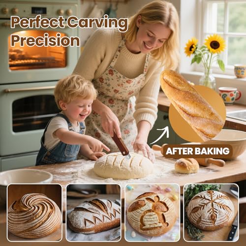 Wooden Sourdough Bread Lame Scoring Tool with 10 Blades