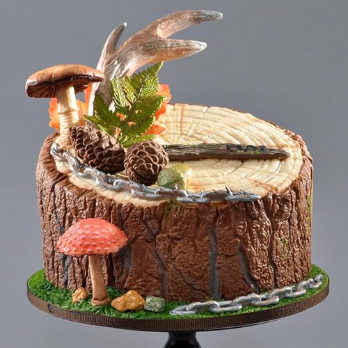 YIHUOMOLDS Tree Stump & Bark Silicone Fondant Mold for Cake Decorating