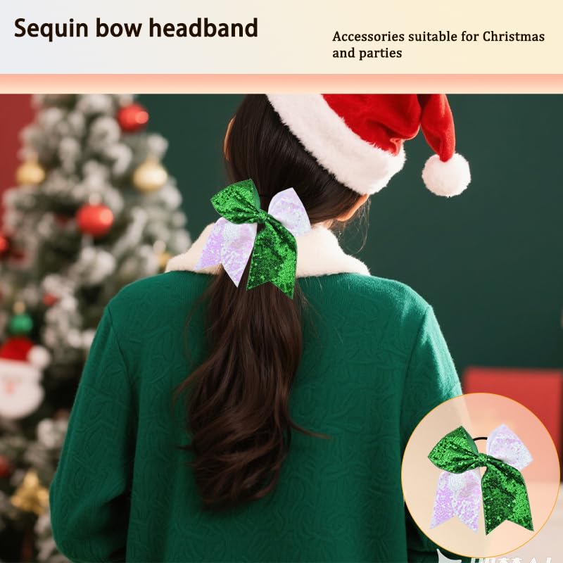 Glitter Cheer Bow Hair Tie - Large Sparkle Ponytail Holder Scrunchie