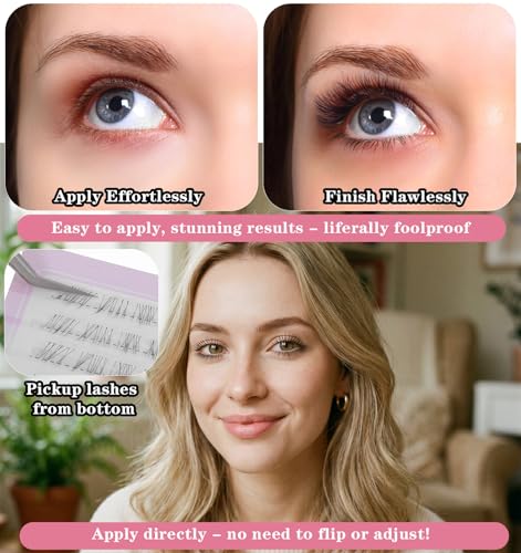 FRCTLNKG 80Pcs Lower Lash Clusters 5-7mm Clear Band Bottom Lashes