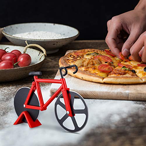 Ninonly Bicycle Pizza Cutter | Stainless Steel Slicer with Stand