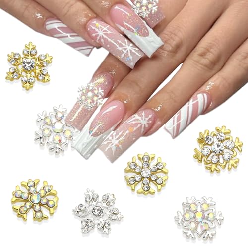 PODUOJIEYI 19Pcs Christmas Nail Art Charms 3D Alloy Xmas Tree Snowflake Gems