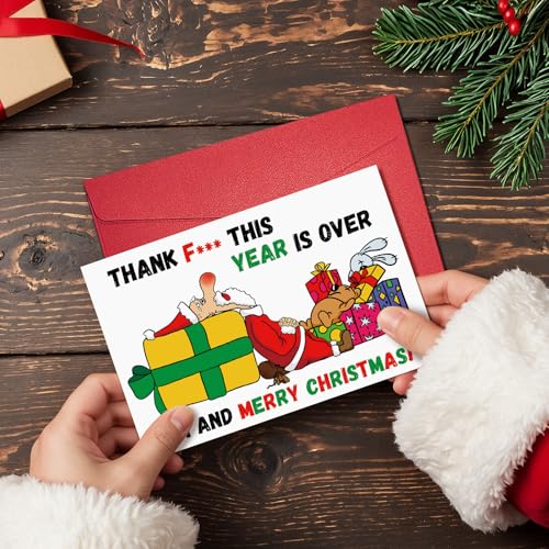 Funny Tired Santa Christmas Card - Sarcastic Holiday Greeting Card