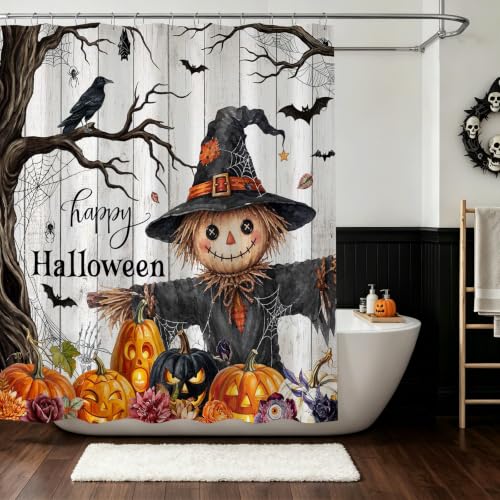 Spooky Ghost Halloween Shower Curtain - Waterproof Polyester