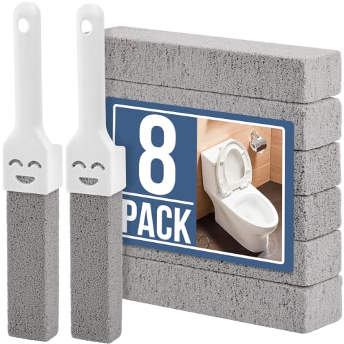 Navona 8 Pack Toilet Cleaning Pumice Stones with 2 Handles