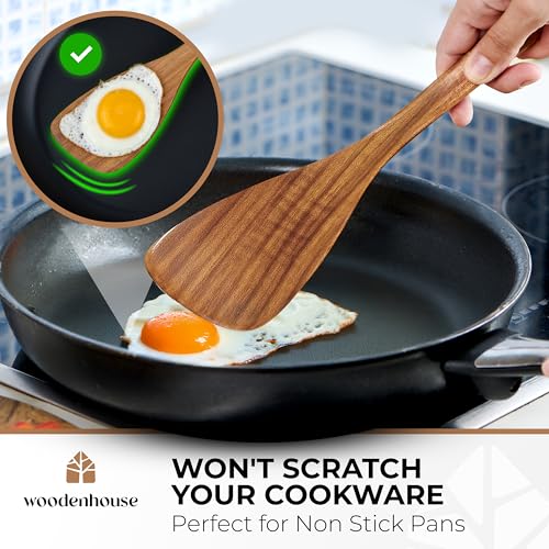 Woodenhouse 1 Pc 12-Inch Acacia Wooden Spatula for Cooking & Flipping