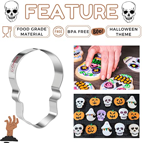 Halloween Skull Cookie Cutter Set - 2 Stainless Steel Baking Molds