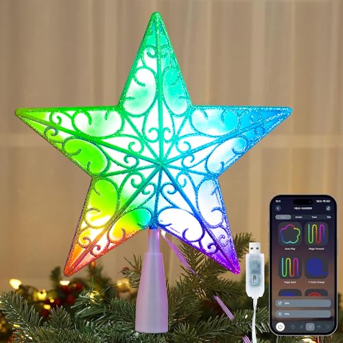 Brizled 9-Inch RGB Christmas Tree Topper with App & Bluetooth Control