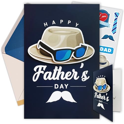 Premium Father's Day Card for Dad with Hat & Sunglasses Cutouts