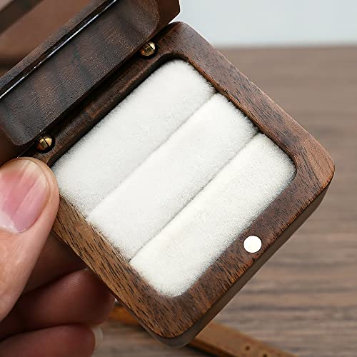 molchagar Wooden Ring Box for Wedding Ceremony, Rustic Holder