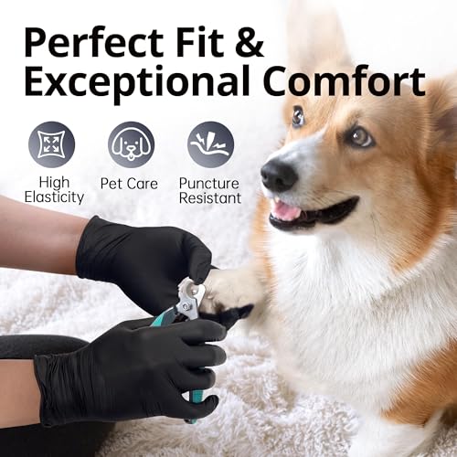 SwiftGrip Black Nitrile Exam Gloves - Latex Free Disposable for Medical, Cooking & Esthetician Use
