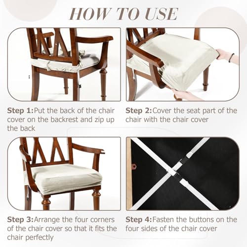 Havawish Extra Wide Velvet Dining Chair Seat Cover - Beige White