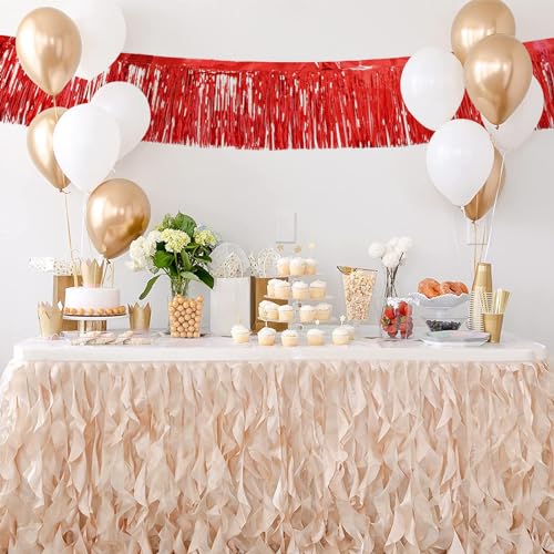 Red Fringe Garland 10 Pack - Metallic Tinsel Streamers for Party Decorations