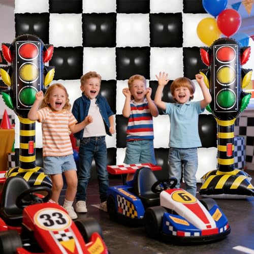 Traffic Light Balloons Set - 59 Inch Foil Balloons for Car-Themed Parties