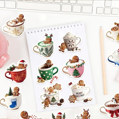 50 Pcs Gingerbread Man Stickers for Christmas Decor
