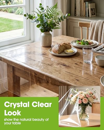 Clear PVC Tablecloth Protector 60 x 84 Inch - Waterproof Rectangular Cover