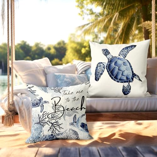 Coastal Throw Pillow Covers 18x18 Inch - Set of 2 Beach House Decor