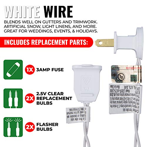 Red Incandescent Christmas Lights String - 100 Bulbs on White Wire, Indoor & Outdoor