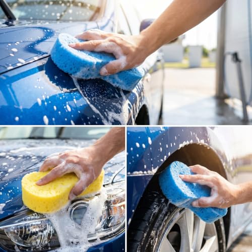 Large Car Wash Sponges Set – Soft Foam Scrubber Kit for Vehicle Cleaning
