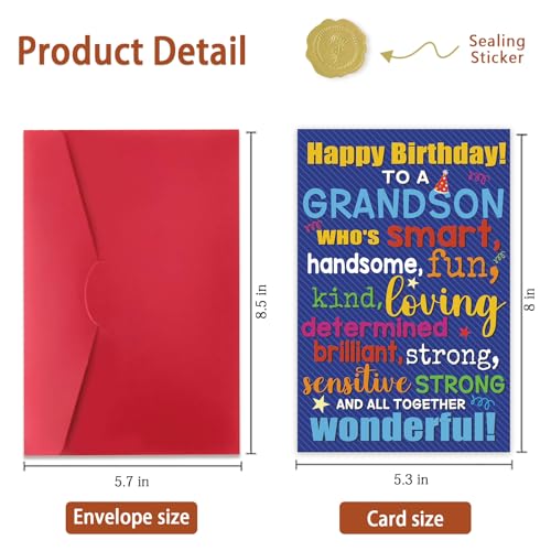 Grandson Birthday Card from Grandparents - Colorful Design