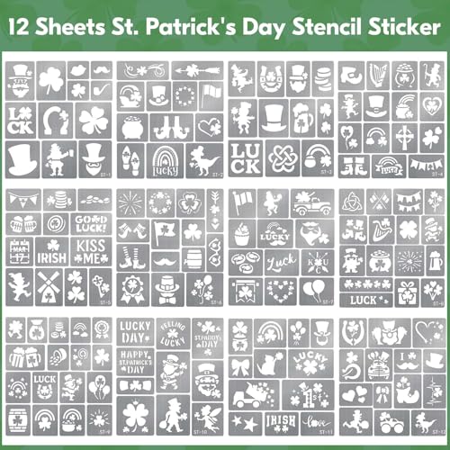 St. Patrick's Day Temporary Tattoo Stencils Kit - Face and Body Paint Templates