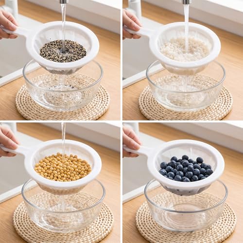 Yuanan 3-Piece Nylon Mesh Strainer Set, Ultra Fine Sieve with Handle
