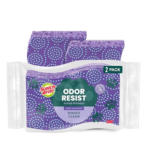 Scotch-Brite Odor Resist Non-Scratch Scrub Sponges, 2 Pack