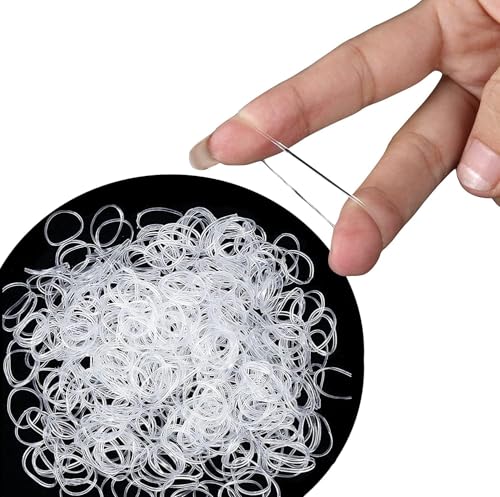Cosy Companions Clear Hair Elastics 250 Pack - Mini Rubber Bands for Hair