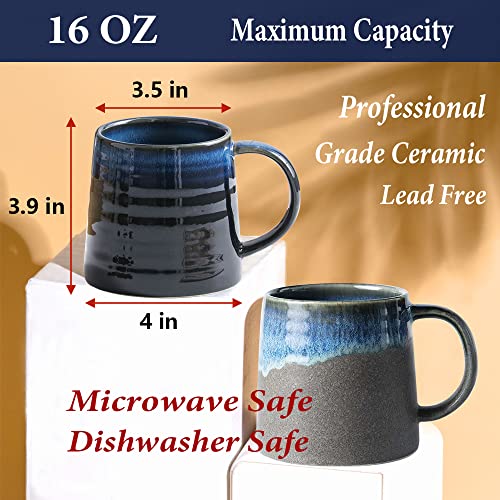 16 oz Handmade Ceramic Coffee Mug with Handle - Red Variation