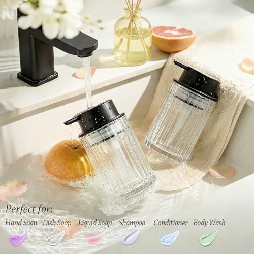 8oz Clear Glass Foaming Hand Soap Dispenser with Black Pump - 1 Pack