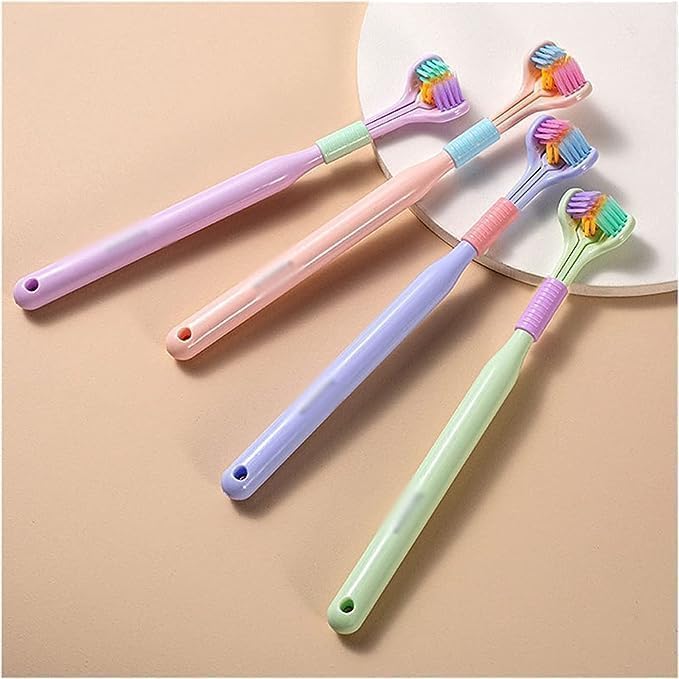 ZLmoue 3-Sided Soft Bristle Toothbrush 2-Pack Wrap-Around Deep Clean