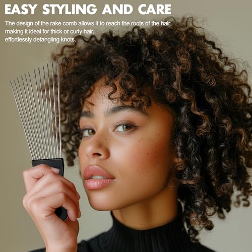 Zoolinn 2PCS Metal Afro Comb Set for Braid Styling and Detangling