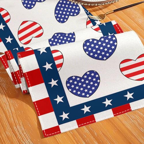 4th of July Table Runner - Patriotic Memorial Day Decor, 13x72 inches