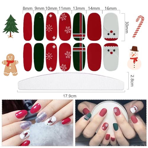 YECIRALA 12 Sheets Christmas Nail Polish Stickers Self-Adhesive Nail Wraps