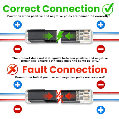 20PCS 2-Pin LED Strip Connectors - Quick Disconnect with Locking Buckle