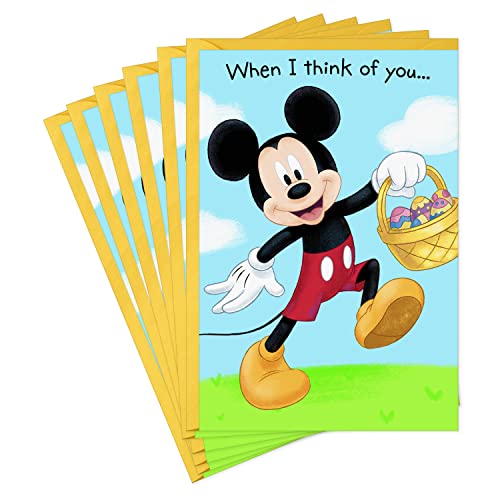 Hallmark Mickey Mouse Easter Cards for Kids with Envelopes, 6-Pack