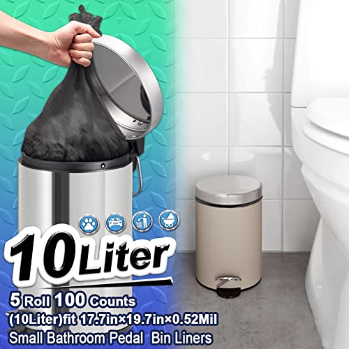 AOSULI 3 Gallon Small Black Trash Bags - 100 Count Leak-Resistant Liners