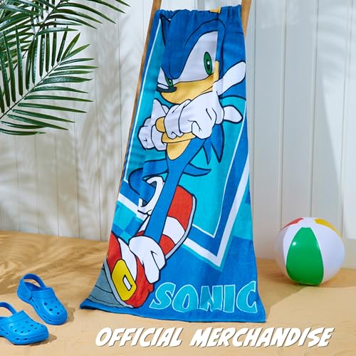 Sonic the Hedgehog Beach Towel for Kids Teenagers Quick Dry Towel for Pool Beach Bath Swimming Travel Essentials 55 x 27"" (Blue, 55x27inch)