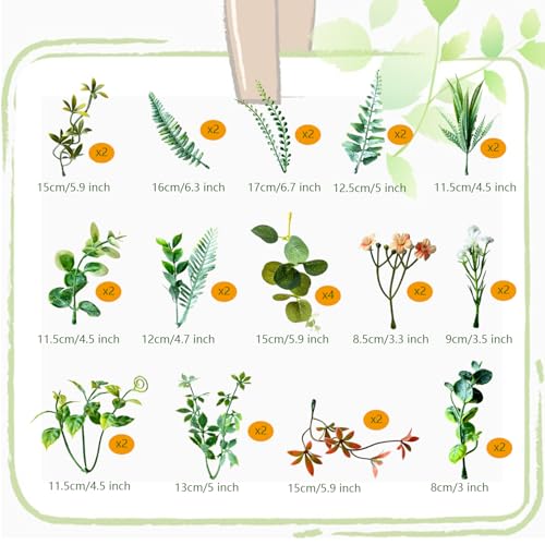 30pcs Mini Artificial Green Leaves Bulk Faux Foliage for DIY Crafts
