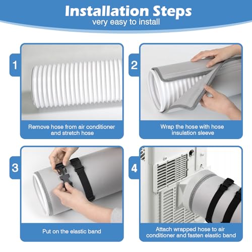 Styleeasy Portable AC Hose Insulation Sleeve - Light Gray, Fits 5" to 5.9"