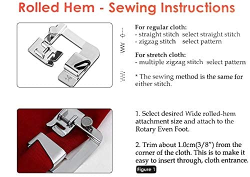 3-Piece Adjustable Rolled Hem Foot Set for Sewing Machines