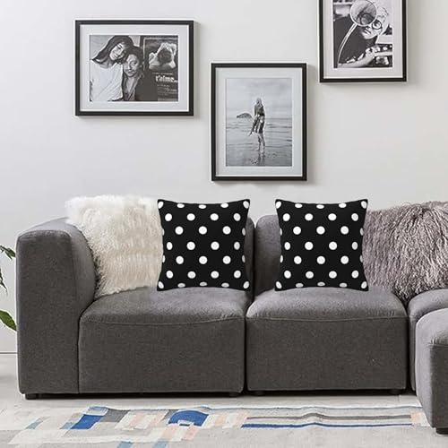 Sanghing Polka Dot Black & White 18x18 Inch Pillow Cover Set of 2 - Modern Farmhouse Decor
