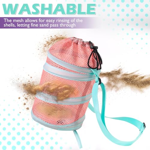 Kids Mesh Beach Bag Set Pink & Blue - Sea Shell & Travel Storage for Kids