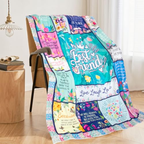 Best Friend Gift Blanket 50x60 Floral Throw for Women, Friendship Gift