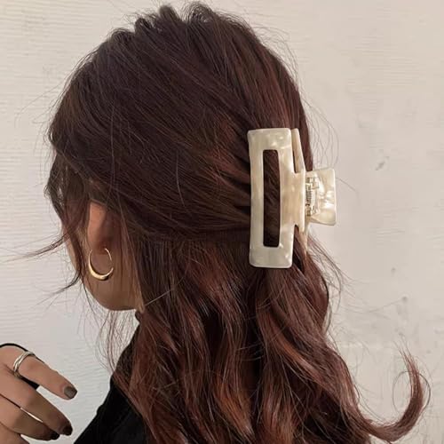 JIANSHUILIAN 2-Piece Rectangular Hair Claw Clips for Women - Non-Slip Large Hair Clips