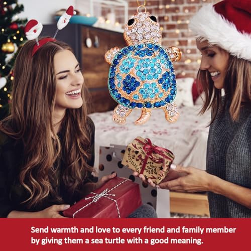 Glitzy Sea Turtle Christmas Ornament with Rhinestones - Beach Decor