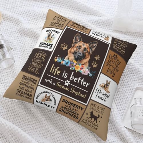German Shepherd Mom Throw Pillow Cover 18"x18" - BN-GSD