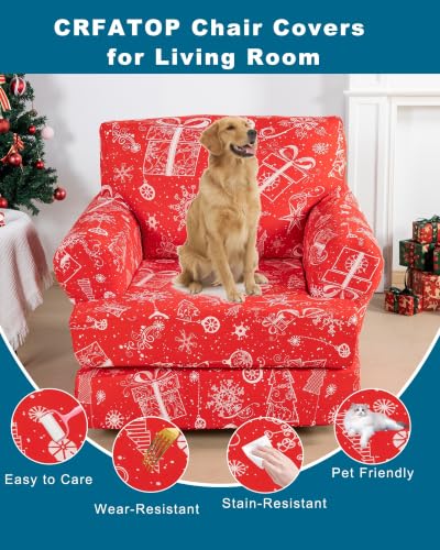 Christmas Armchair Chair Cover Small Size - Festive Slipcover for Living Room