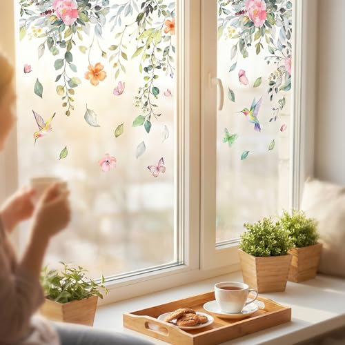 Reusable Floral Window Clings - 6 Sheets Summer Decor