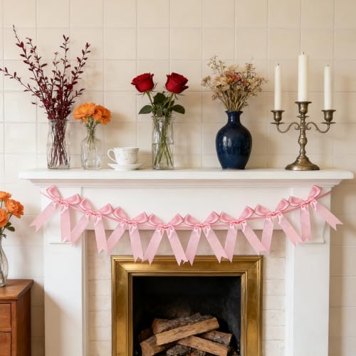 Pink Bow Garland Decoration for Parties - YBEATY
